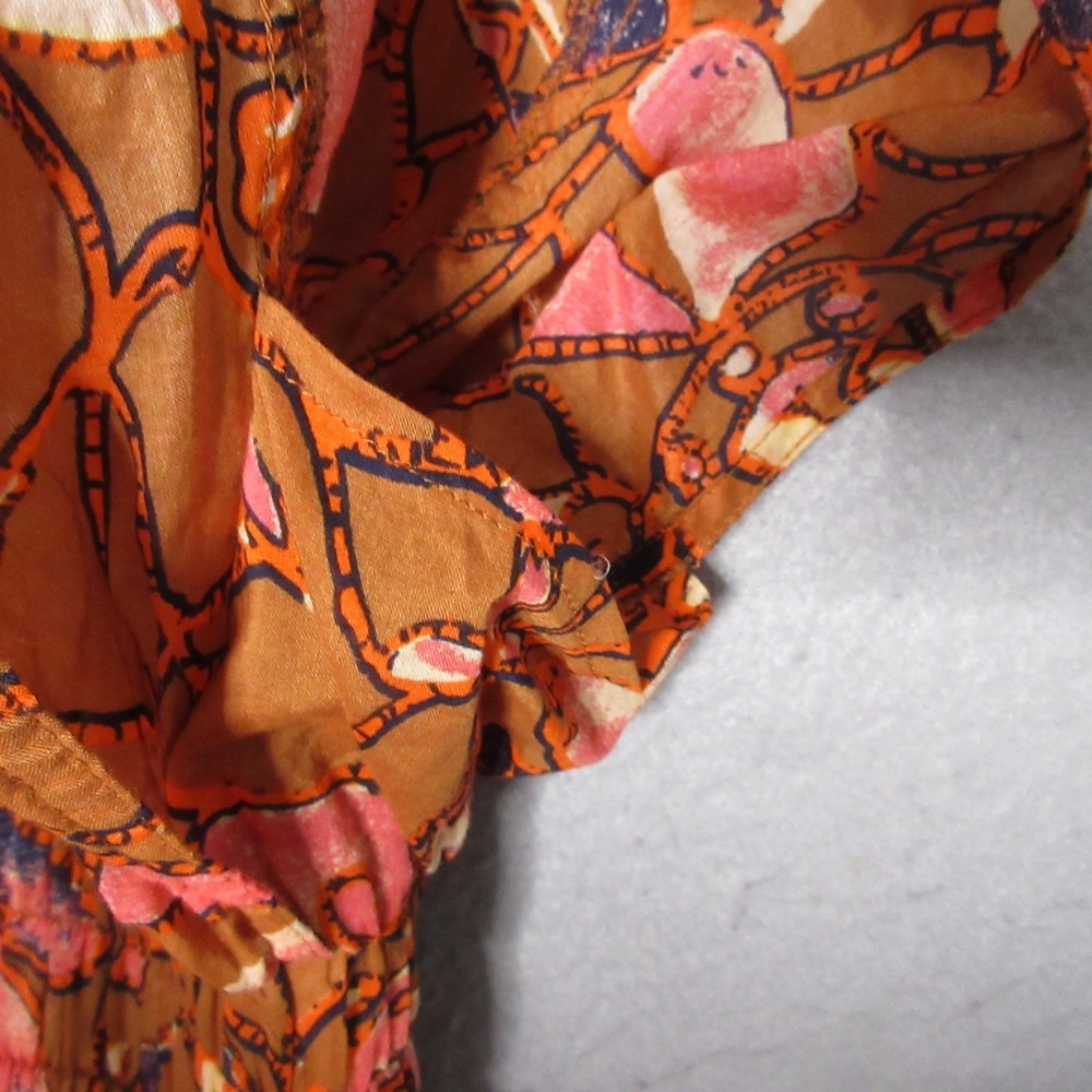 ALC Dress Plus 14 Lucia Floral Midi Smocked‎ Rust Color Ruched A Line Wedding - Picture 5 of 12